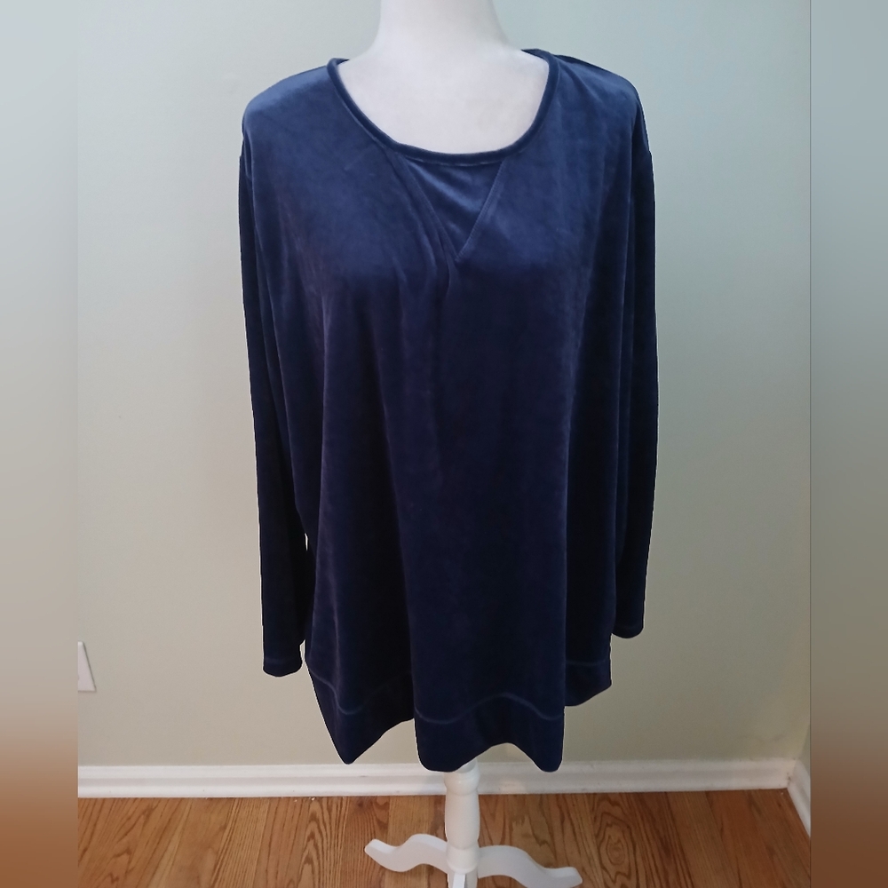 2/$15 Woman Within Velour Long Sleeve Pullover Top